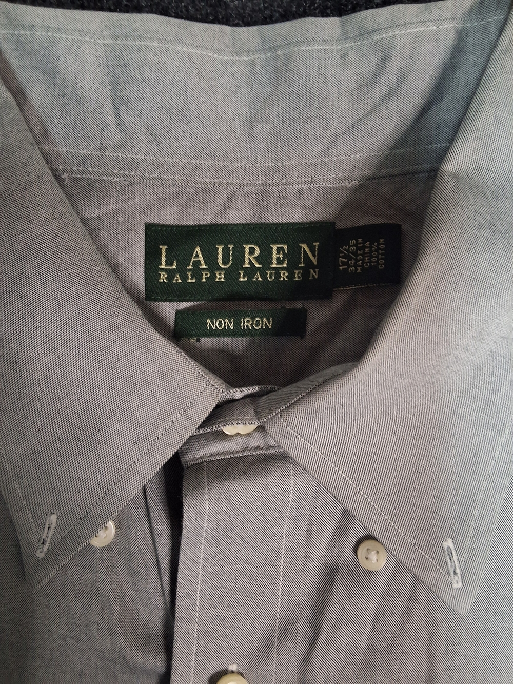 Lauren Ralph Lauren Men's Light Grey Button-Down Dress Shirt